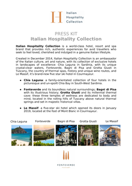 PRESS KIT Italian Hospitality Collection