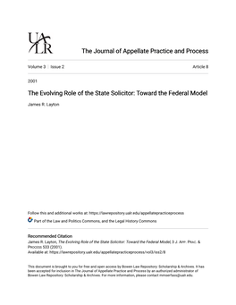 The Evolving Role of the State Solicitor: Toward the Federal Model