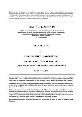 Hamon Asian Funds