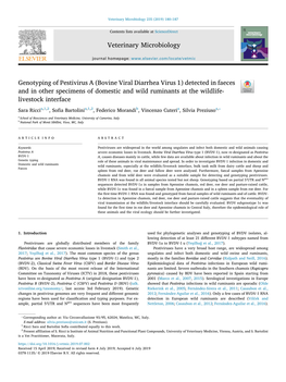 Genotyping of Pestivirus a (Bovine Viral Diarrhea Virus 1) Detected in Faeces and in Other Specimens of Domestic and Wild Rumina