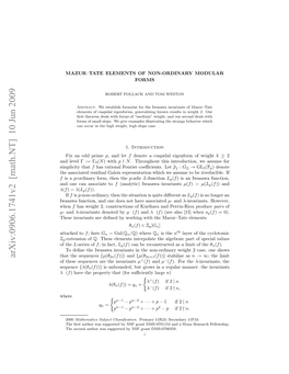 Arxiv:0906.1741V2 [Math.NT]