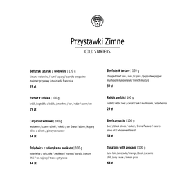 Przystawki Zimne COLD STARTERS