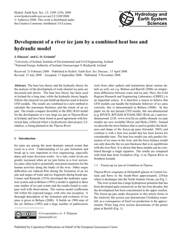 Development of a River Ice Jam by a Combined Heat Loss and Hydraulic Model