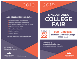 COLLEGE FAIR – PARTICIPATING COLLEGES REGISTERED AS of 8/2/19 – See a Current List at Educationquest.Org
