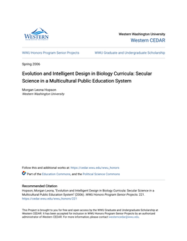 Evolution and Intelligent Design in Biology Curricula: Secular Science in a Multicultural Public Education System