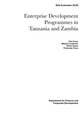 Enterprise Development Programmes in Tanzania and Zambia