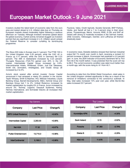 European Market Outlook - 9 June 2021