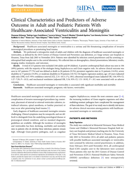 Clinical Characteristics and Predictors of Adverse Outcome in Adult and Pediatric Patients with Healthcare-Associated Ventriculi