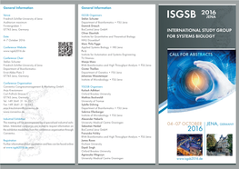 ISGSB 2016 Will Be Devoted to the Memory of One of the Founders 7
