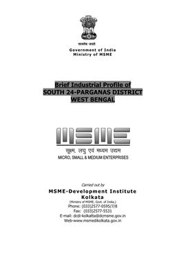 Brief Industrial Profile of SOUTH 24-PARGANAS DISTRICT WEST BENGAL