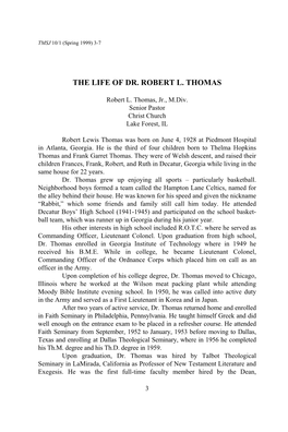 The Life of Dr. Robert L. Thomas
