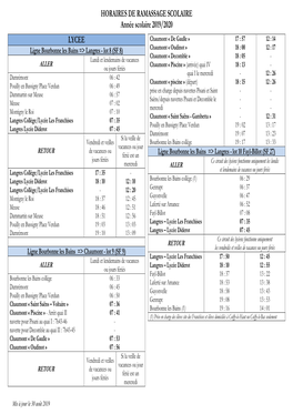 HORAIRES DE RAMASSAGE SCOLAIRE Année Scolaire 2019/2020