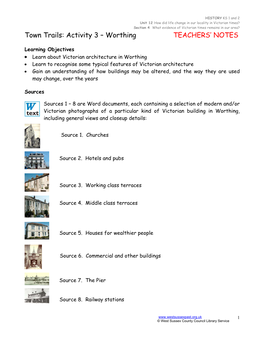 Town Trails-Activity 3-Worthing TEACHERS' NOTES