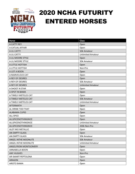 2020 Ncha Futurity Entered Horses