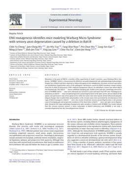 ENU Mutagenesis Identifies Mice Modeling Warburg Micro Syndrome