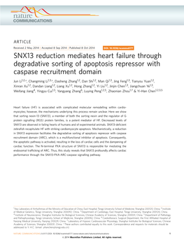 SNX13 Reduction Mediates Heart Failure Through Degradative Sorting of Apoptosis Repressor with Caspase Recruitment Domain