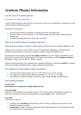 Synthetic Phonics Information