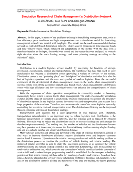 Simulation Research of Chain Management's Distribution Network