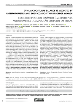 Dynamic Postural Balance Is Mediated by Anthropometry