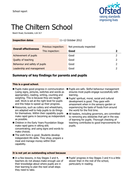 The Chiltern School Beech Road, Dunstable, LU6 3LY