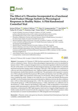 The Effect of L-Theanine Incorporated in a Functional Food Product