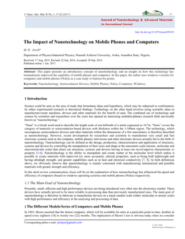 The Impact of Nanotechnology on Mobile Phones and Computers