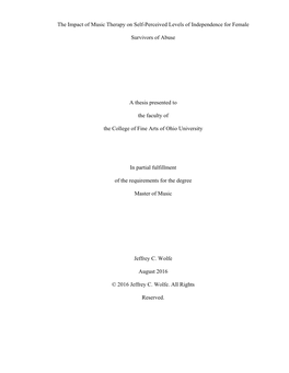 The Impact of Music Therapy on Self-Perceived Levels of Independence for Female