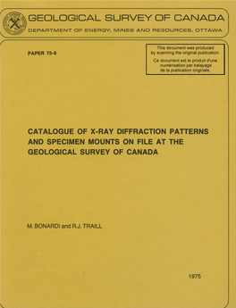 Lg~'.:~~,Q\ GEOLOGICAL SURVEY of CANADA N 0 ~ 'Ff 