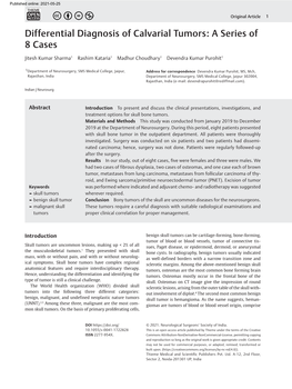 Differential Diagnosis of Calvarial Tumors: a Series of 8 Cases