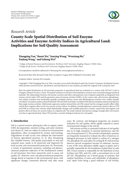 County-Scale Spatial Distribution of Soil Enzyme Activities and Enzyme Activity Indices in Agricultural Land: Implications for Soil Quality Assessment