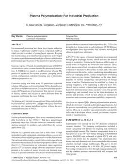 Plasma Polymerization: for Industrial Production