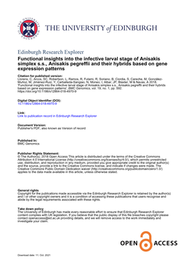 Functional Insights Into the Infective Larval Stage of Anisakis Simplex S.S