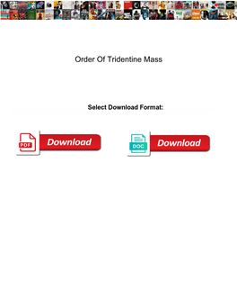 Order of Tridentine Mass