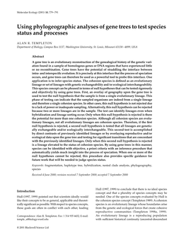 Using Phylogeographic Analyses of Gene Trees to Test Species Status and Processes