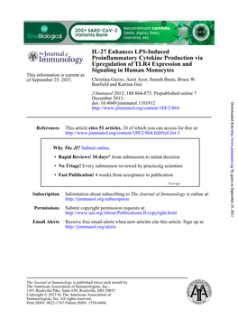 Signaling in Human Monocytes Upregulation of TLR4 Expression