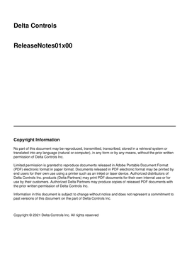 Delta Controls Releasenotes01x00