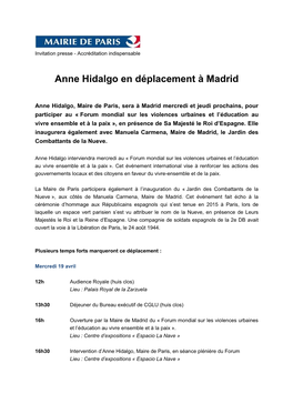 Anne Hidalgo En Déplacement À Madrid