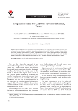 Ectoparasites on Roe Deer (Capreolus Capreolus) in Samsun, Turkey*