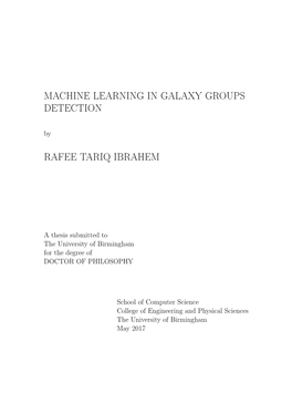 MACHINE LEARNING in GALAXY GROUPS DETECTION By