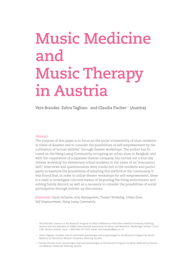 Music Medicine and Music Therapy in Austria