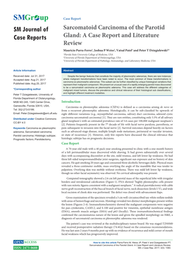 Sarcomatoid Carcinoma of the Parotid Gland: a Case Report and Literature Review