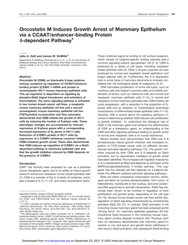 Oncostatin M Induces Growth Arrest of Mammary Epithelium Via a CCAAT/Enhancer-Binding Protein ␦-Dependent Pathway1