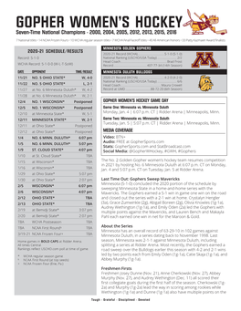 Gopher Women's Hockey