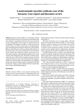 A Nontraumatic Myositis Ossificans Case of the Forearm: Case Report and Literature Review