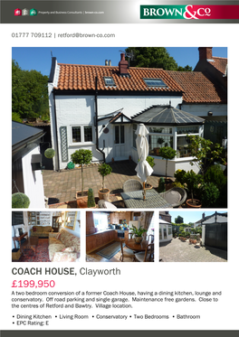 COACH HOUSE, Clayworth £199,950
