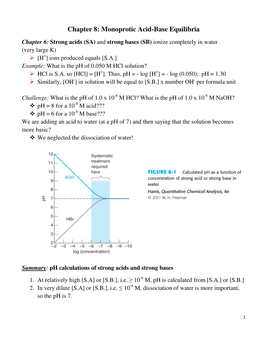 Chapter 8: Monoprotic Acid-Base Equilibria