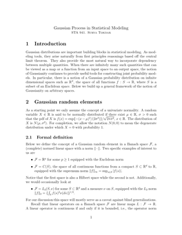 1 Introduction 2 Gaussian Random Elements