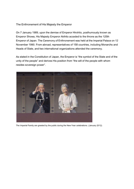 The Enthronement of His Majesty the Emperor