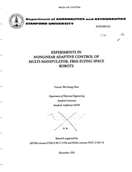 Experiments in Nonlinear Adaptive Control of Multi-Manipulator, Free-Flying Space Robots