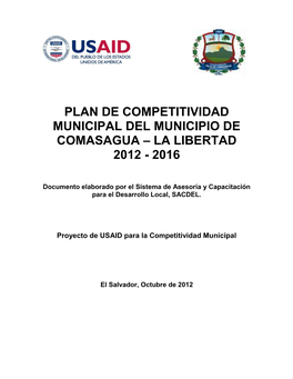 Plan De Competitividad Municipal Del Municipio De Comasagua – La Libertad 2012 - 2016
